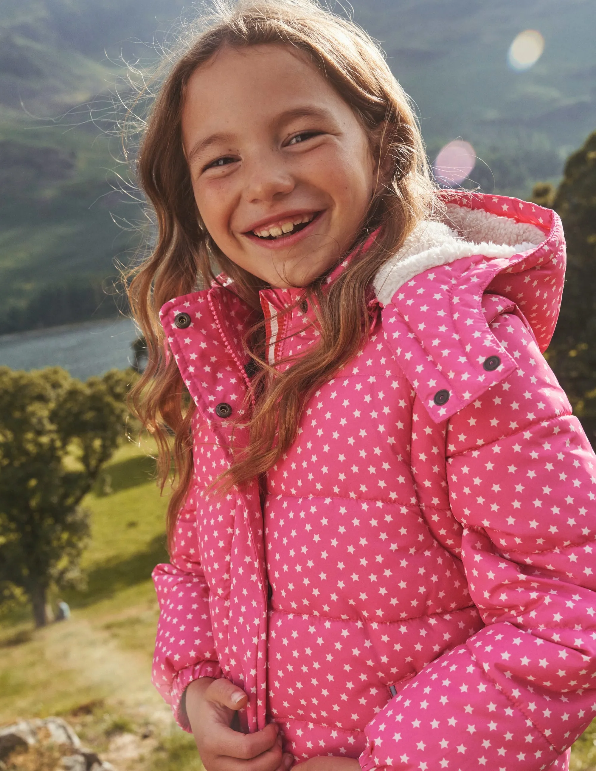 2-in-1 Padded Coat-Mid Pink Tiny Stars