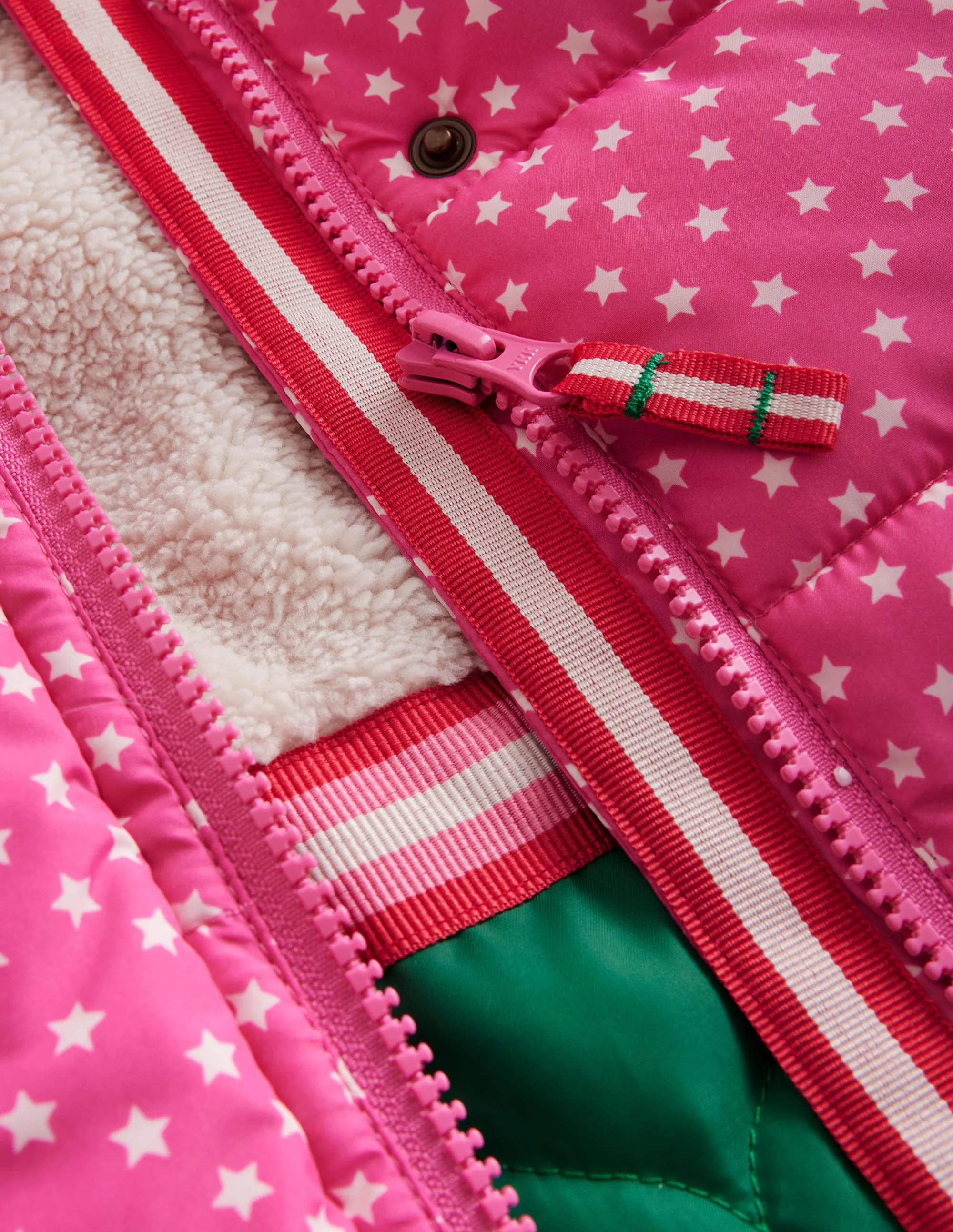 2-in-1 Padded Coat-Mid Pink Tiny Stars