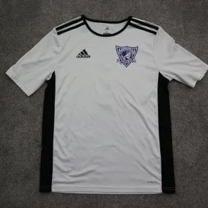 Adidas Climalite Men T-Shirt Soccer Club Short Sleeve Logo White/Black Size X-L