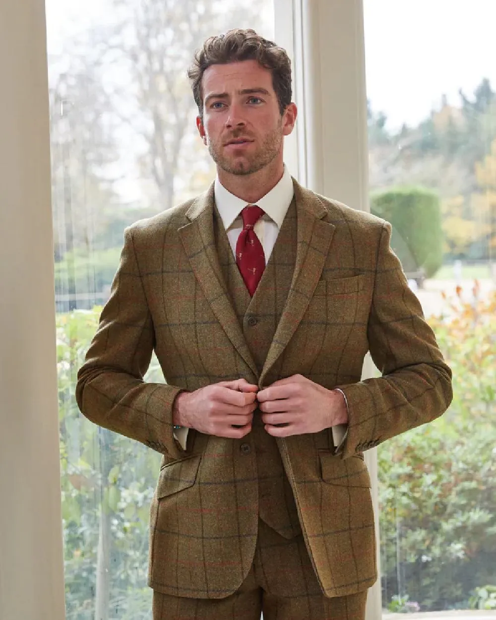 Alan Paine Mens Combrook Tweed Lined Back Waistcoat