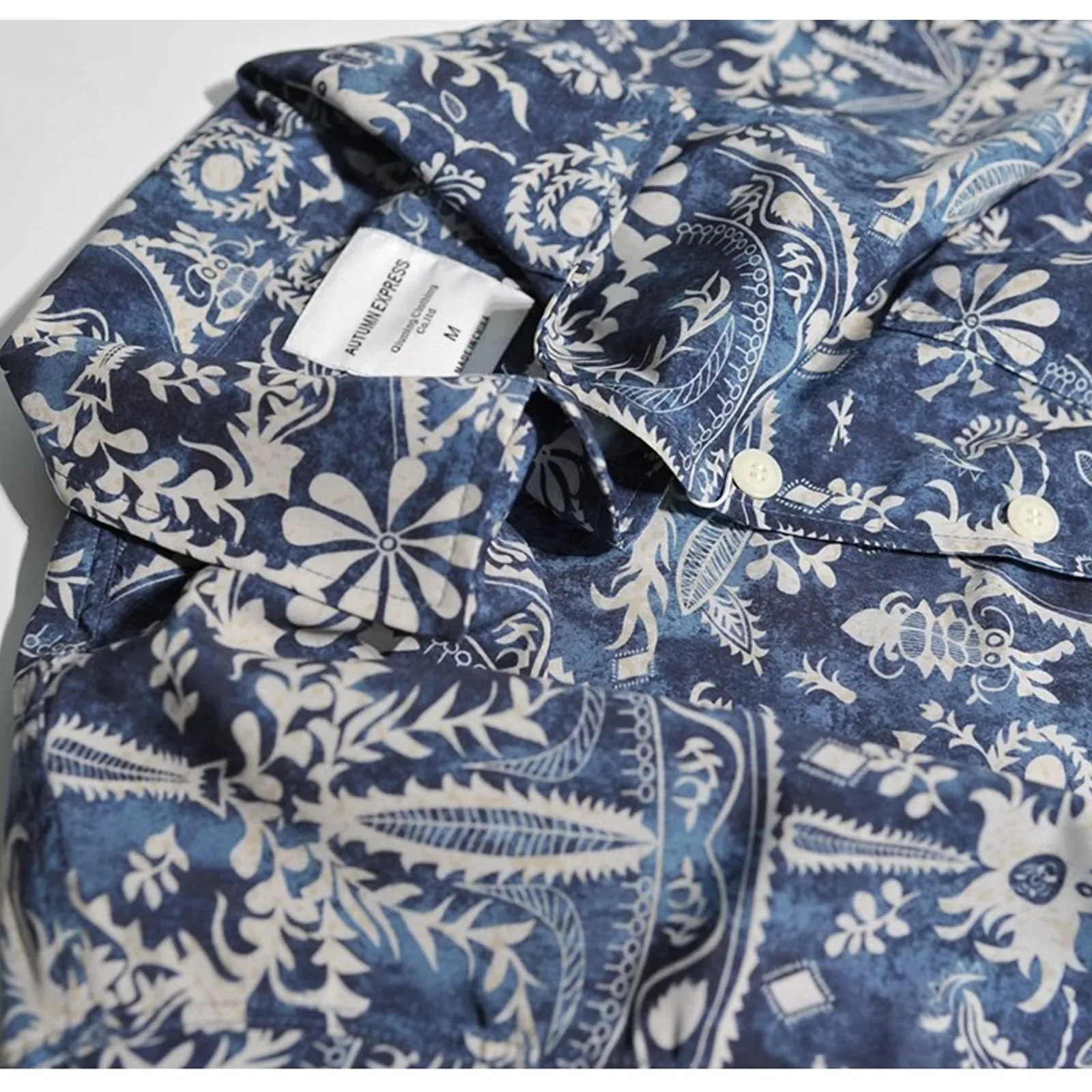 Amekaji Vintage Shirt Cuban Collar Hawaiian  Mens Shirt