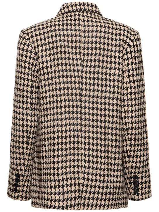 ANINE BING   Kaia wool blend houndstooth blazer 