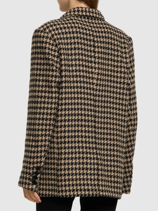 ANINE BING   Kaia wool blend houndstooth blazer 