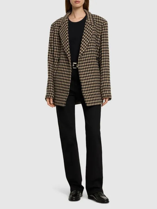 ANINE BING   Kaia wool blend houndstooth blazer 