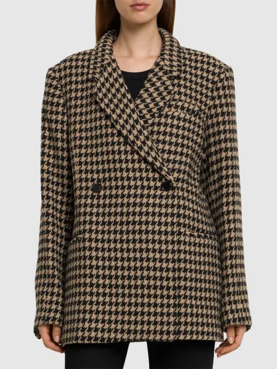 ANINE BING   Kaia wool blend houndstooth blazer 