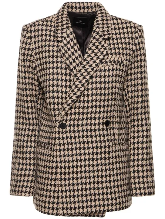 ANINE BING   Kaia wool blend houndstooth blazer 