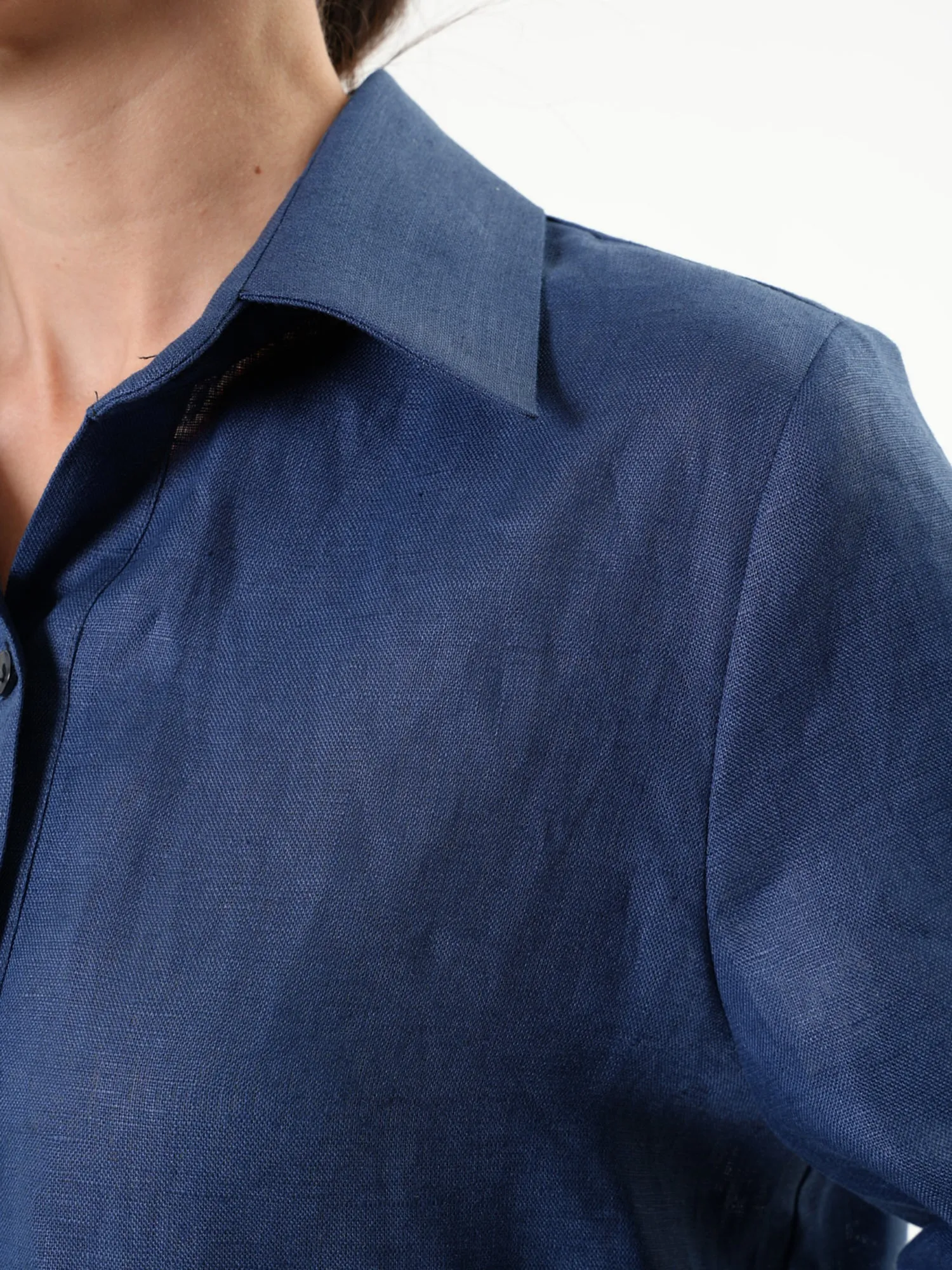 Asymmetric Linen Shirt In Blue