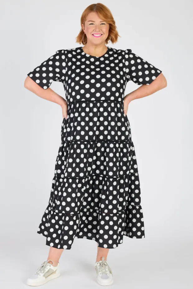 Aurelia Black & White Spots Maxi Dress