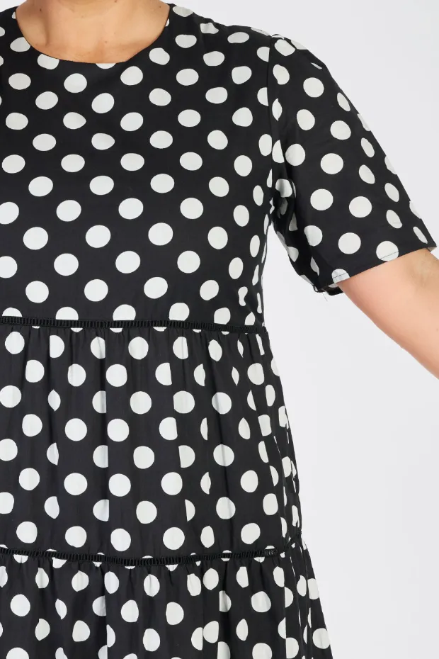 Aurelia Black & White Spots Maxi Dress