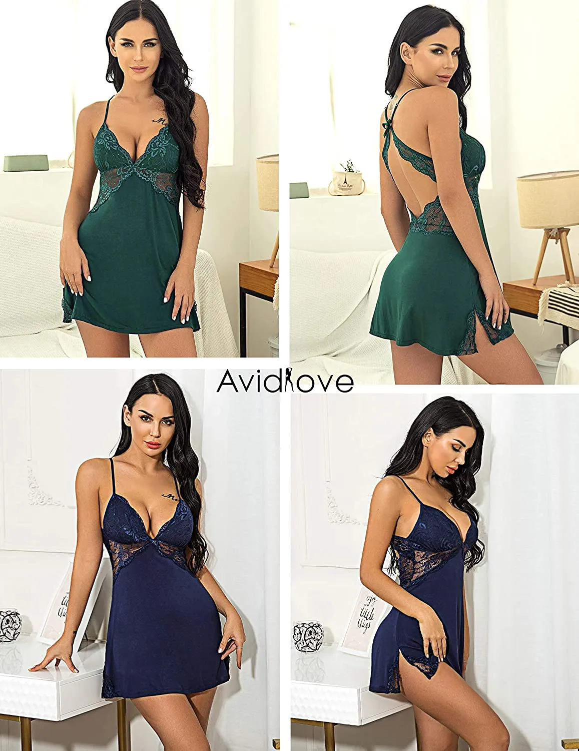 Avidlove Women Lingerie Lace Chemise Sleepwear Babydoll Teddy Lingerie