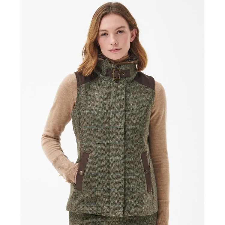 Barbour Ladies Alder Wool Gilet - Gardenia/Brown