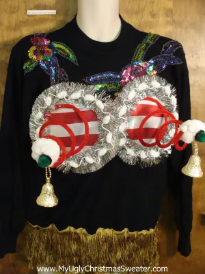 Bling 80s Mess Tacky Xmas Sweater with Funny Boobs