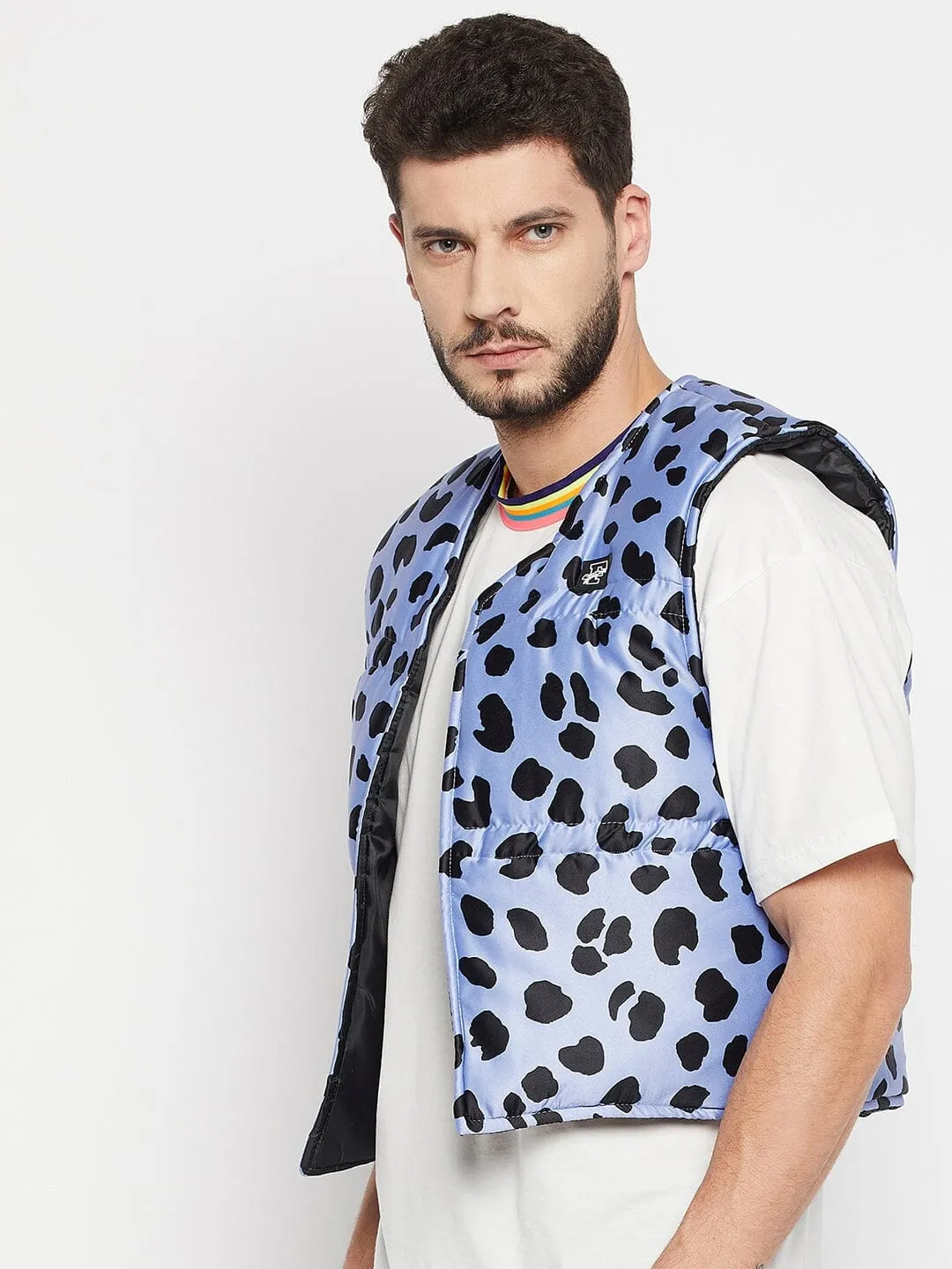 Blue Leopard Quilted Gillet