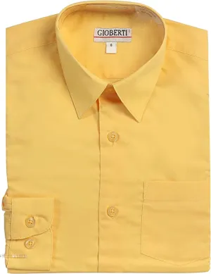 Boy's Long Sleeve Solid Dress Shirt -Banana