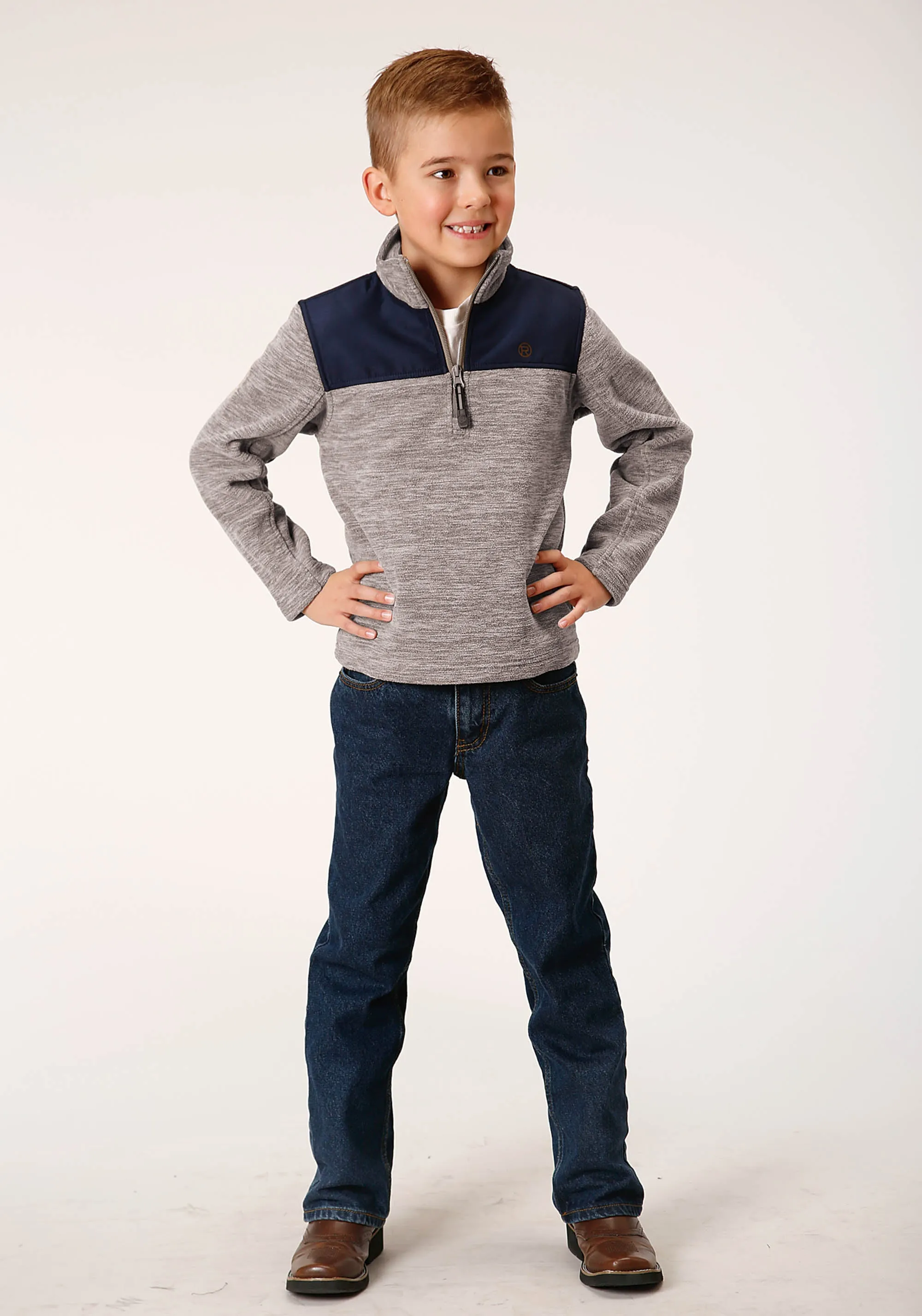 BOYS POLAR FLEECE  BROWN PULLOVER