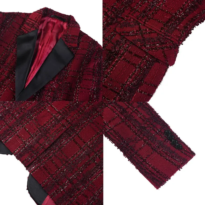 British Style Plaid Pattern Blazer