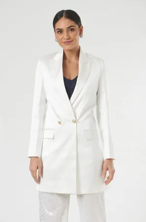 Business Formal White Satin Blazer