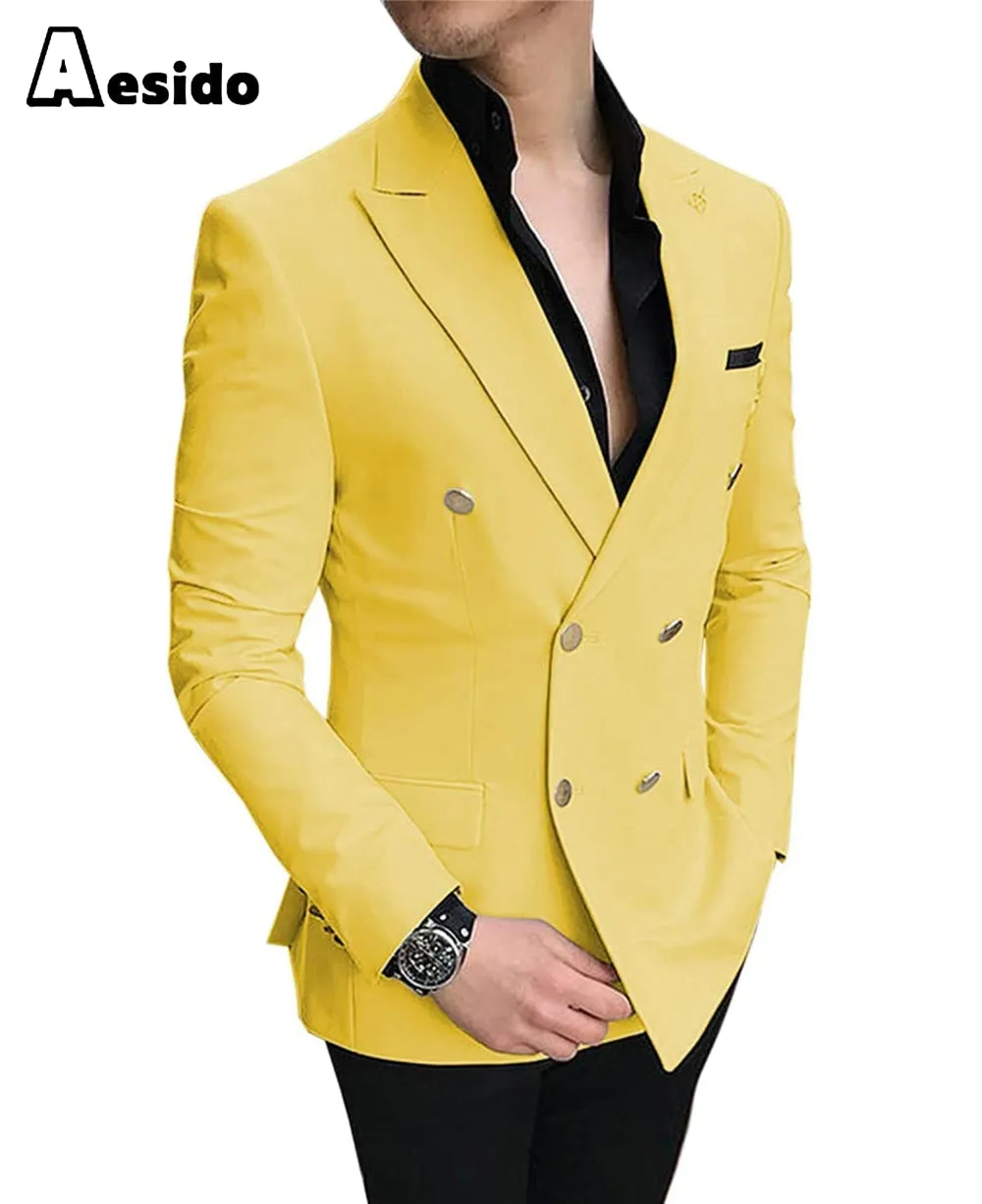 Business Men's Slim Fit Notched Lapel Flat Blazer