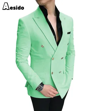 Business Men's Slim Fit Notched Lapel Flat Blazer