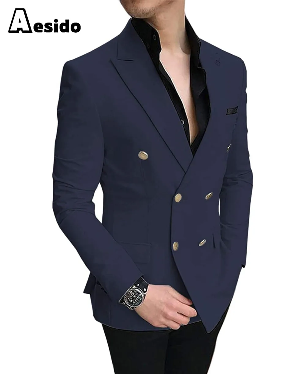 Business Men's Slim Fit Notched Lapel Flat Blazer