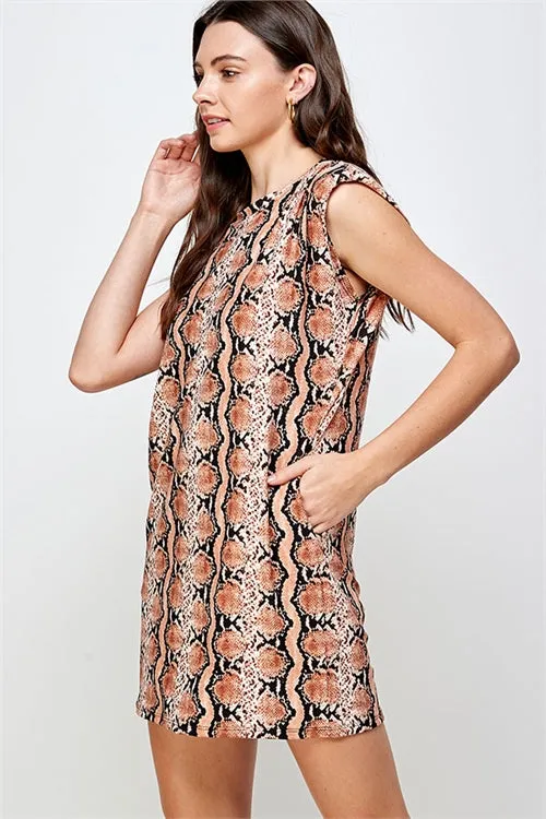 C26-A-1-WD4335 RUST SNAKE PRINT DRESS 2-2-2