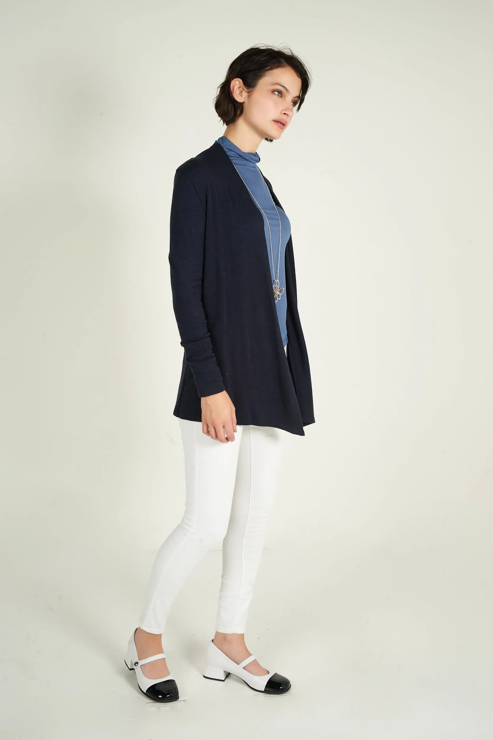 Cardigan mi-long ouvert - 13148 - (R-B3)