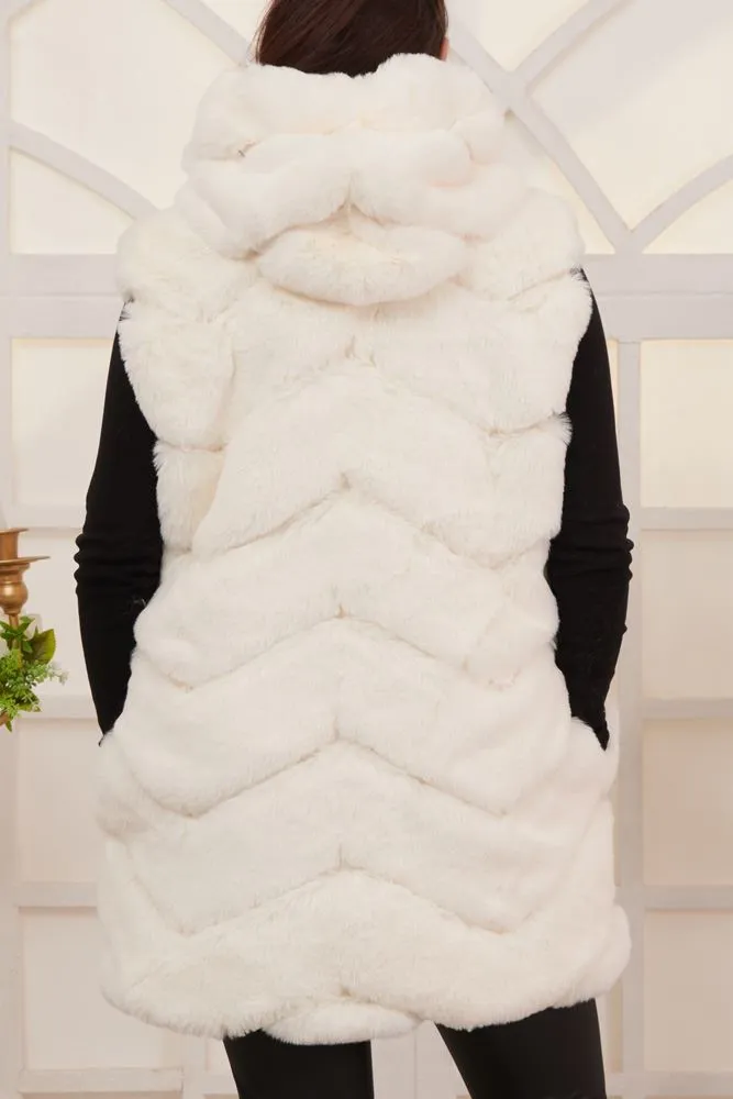 Chevron Pattern Faux Fur Gilet