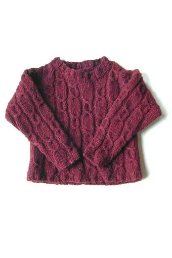 Child's Sky Tweed Cable-Rib Pullover