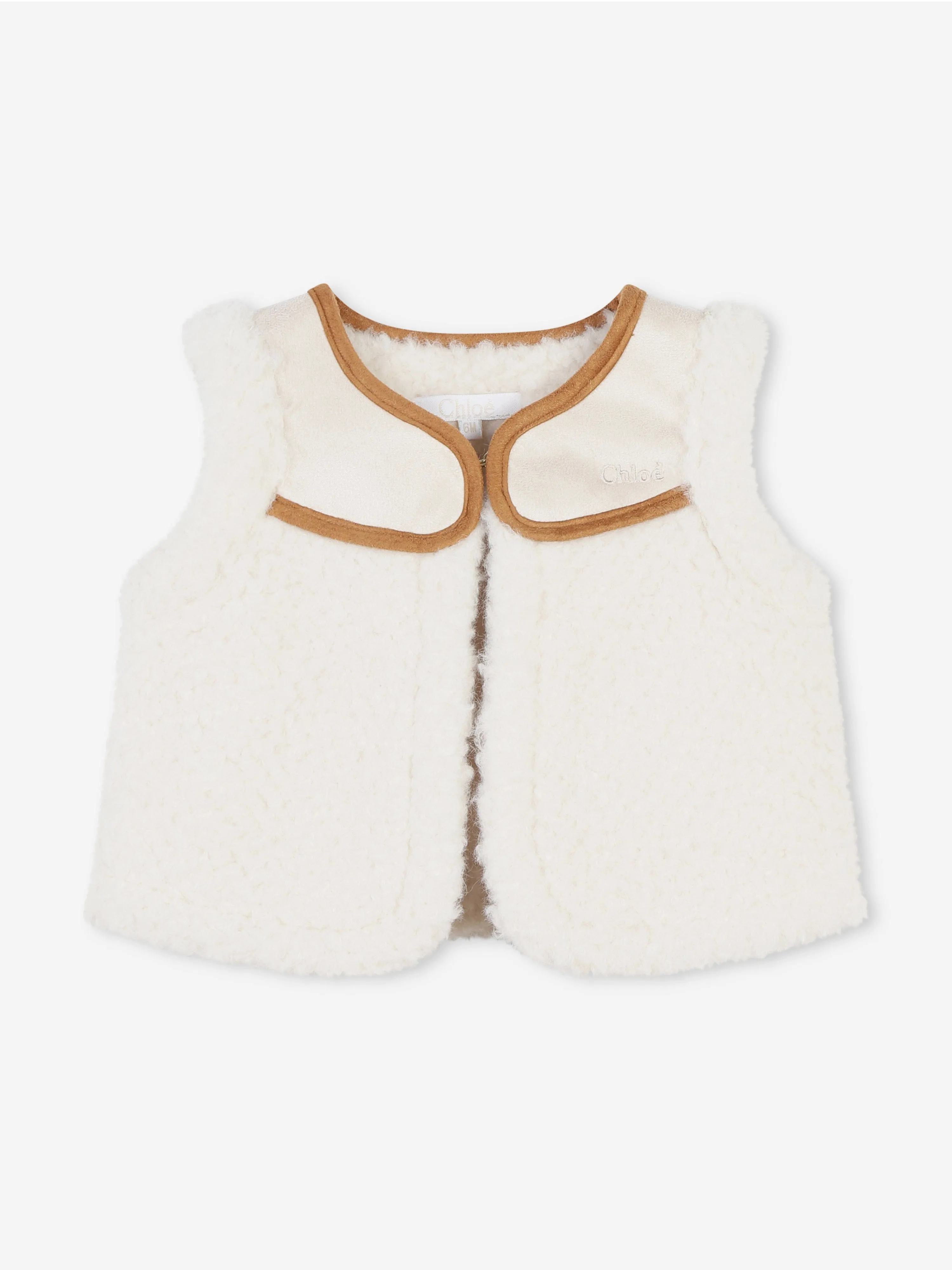 Chloé Baby Girls Shearling Gilet in Ivory