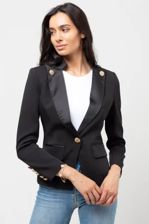 COLLAR ONE GOLD BUTTON BLAZER BLACK