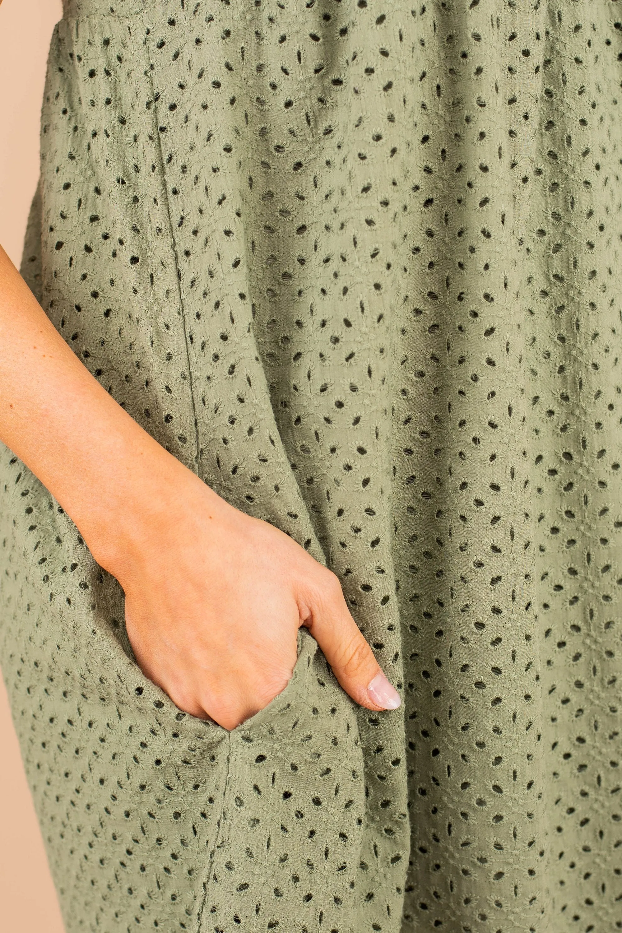 Couldn't Be Sweeter Sage Green Eyelet Dress