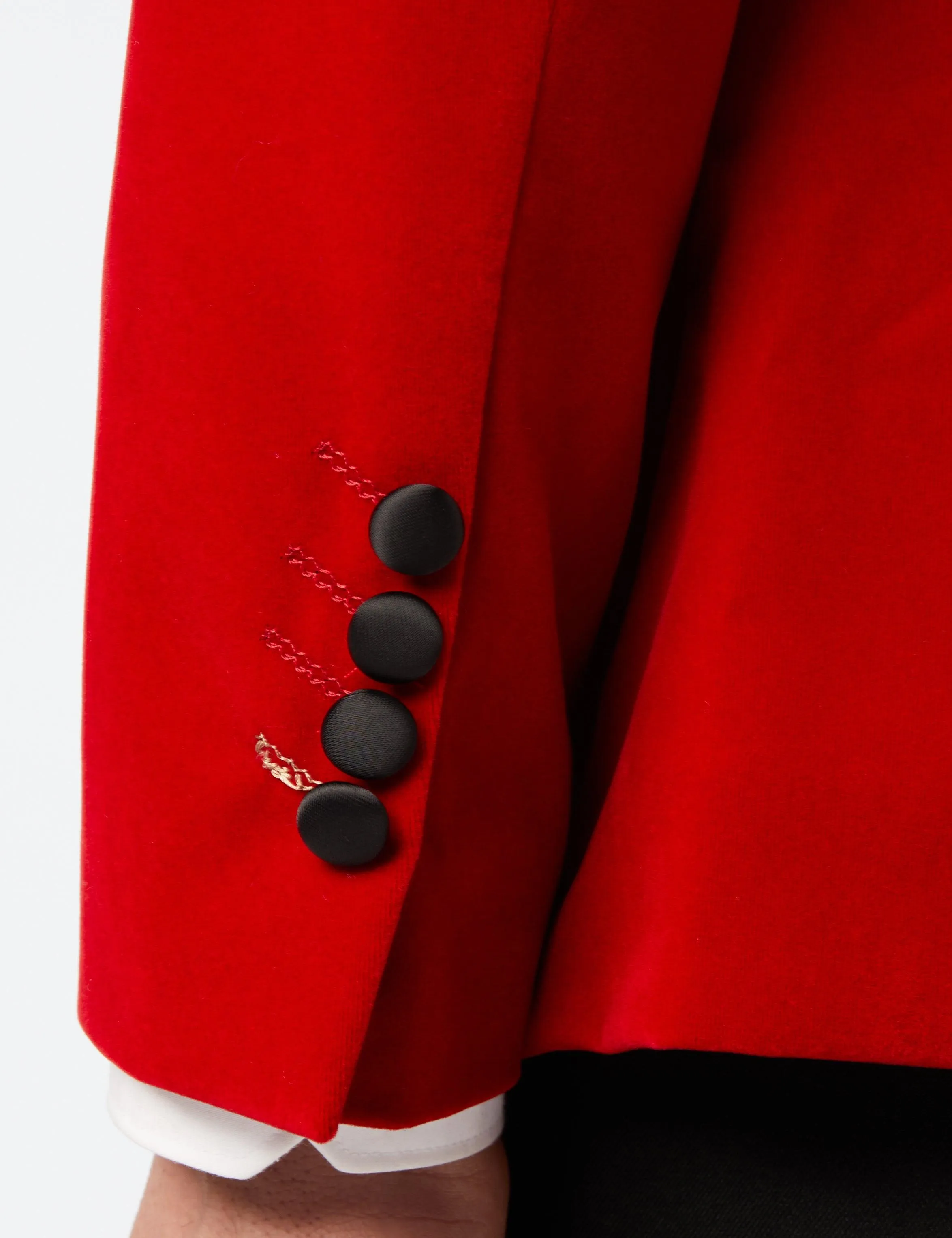 DINNER JES - Red Soft Velvet Tuxedo Jacket