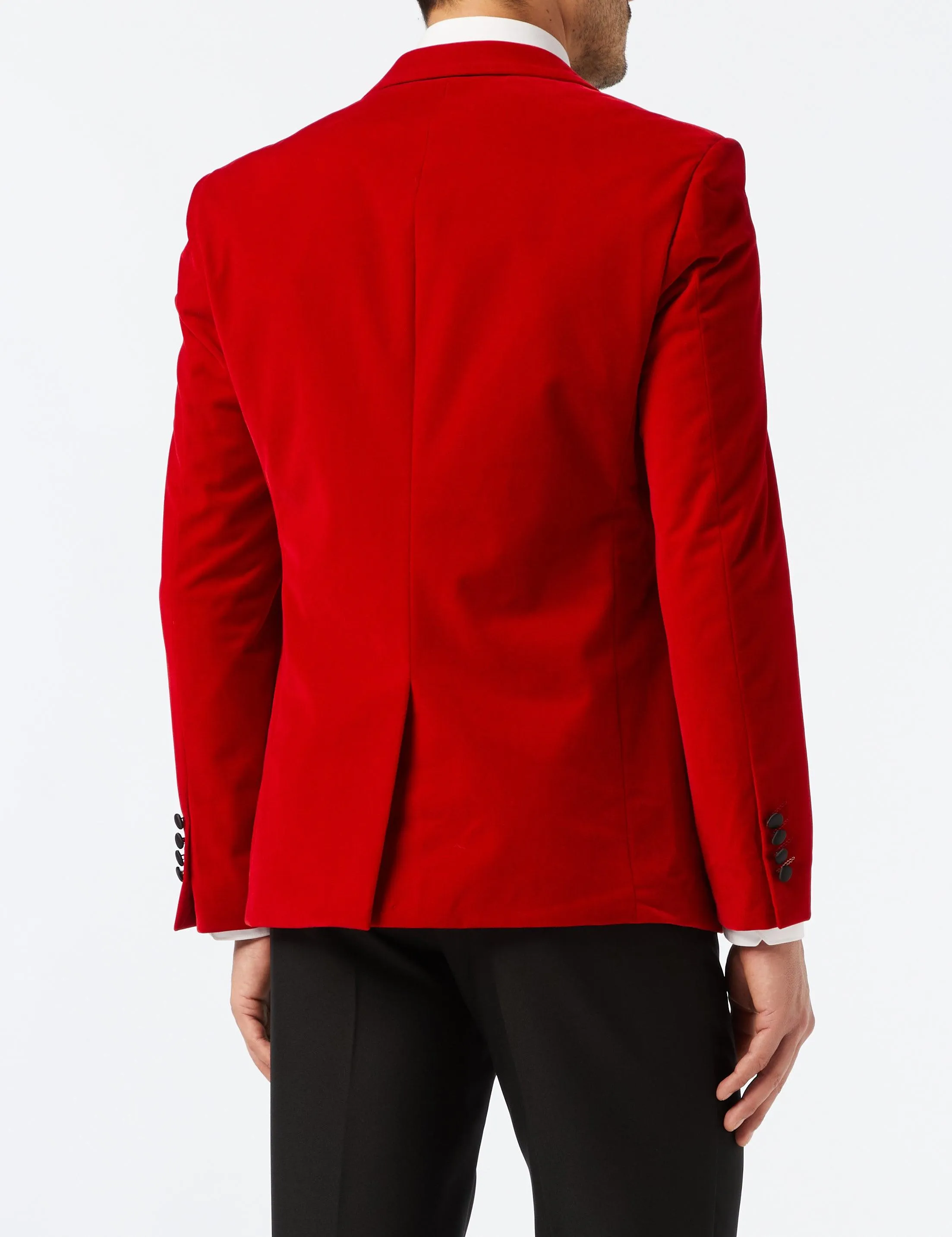 DINNER JES - Red Soft Velvet Tuxedo Jacket