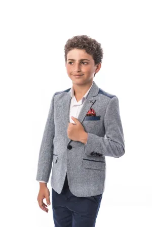 ELIE BALLEH Boys NAVY Tweed Blazer JACKET