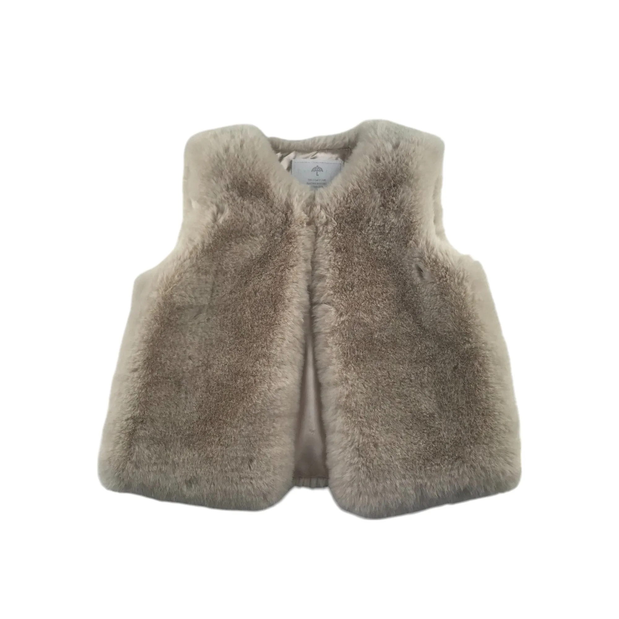 Faux fur gilet 5-6 years light beige fluffy sleeveless vest top