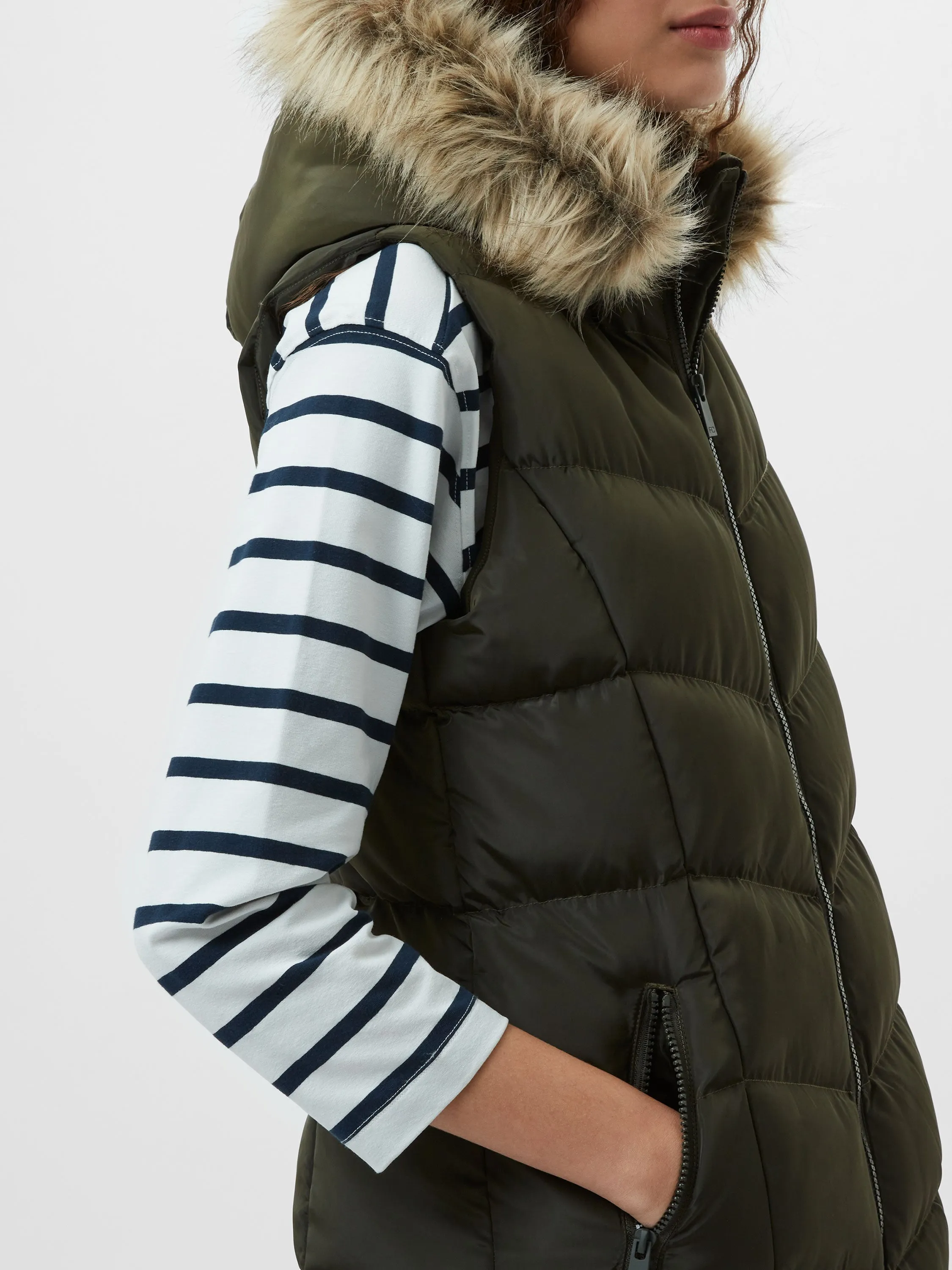 Faux Fur Hooded Chevron Gilet