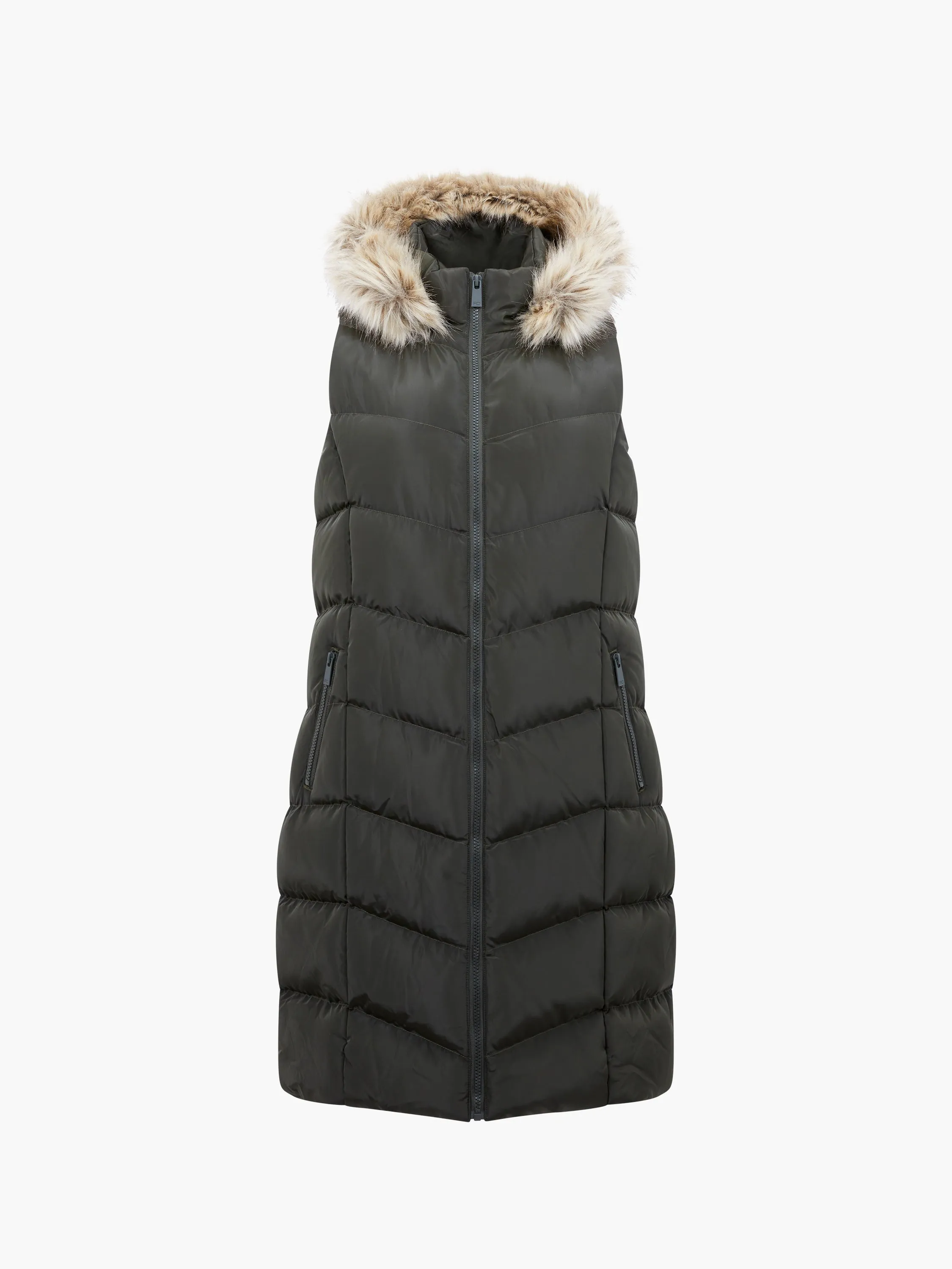 Faux Fur Hooded Chevron Gilet