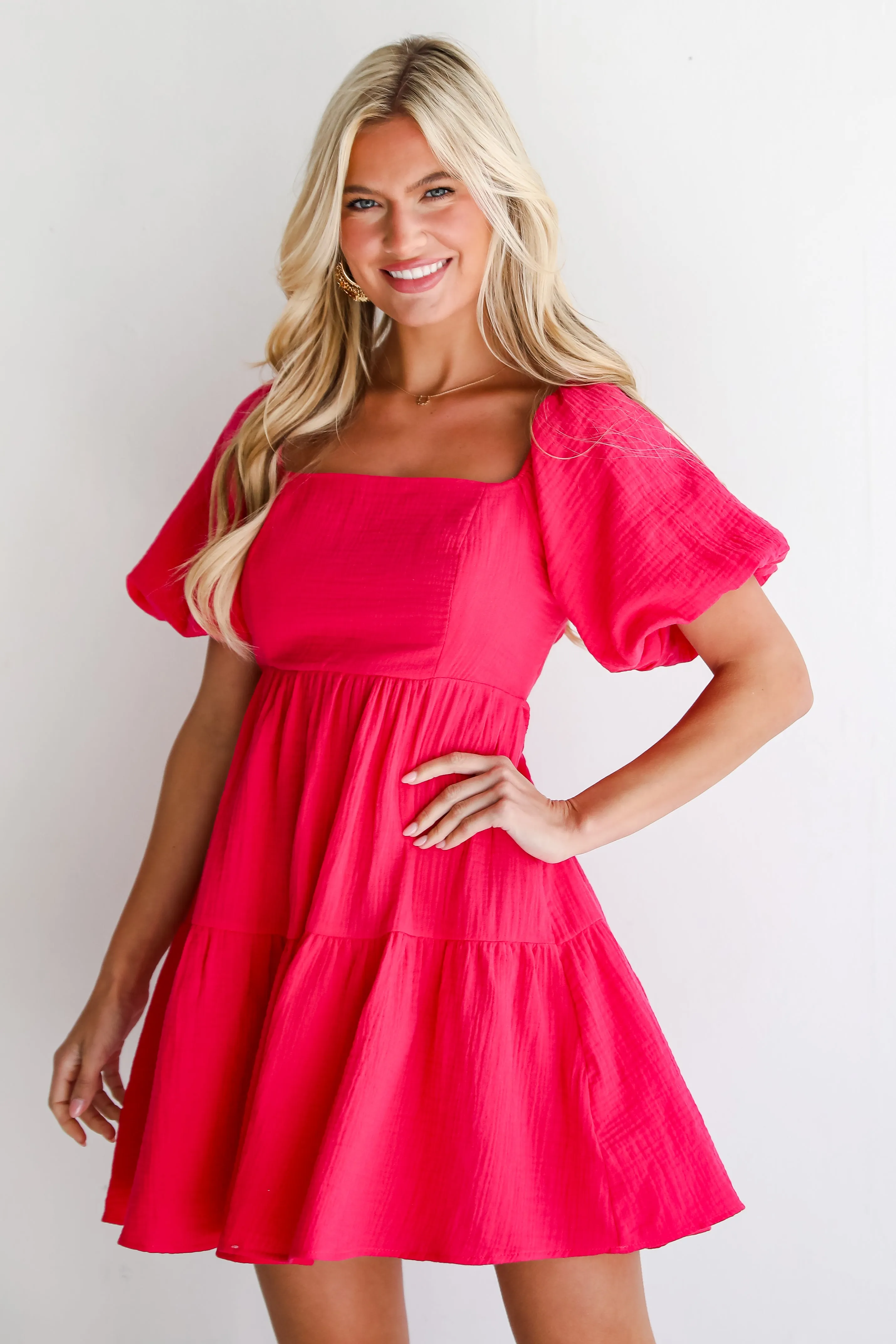 FINAL SALE - Admirable Essence Fuchsia Linen Mini Dress