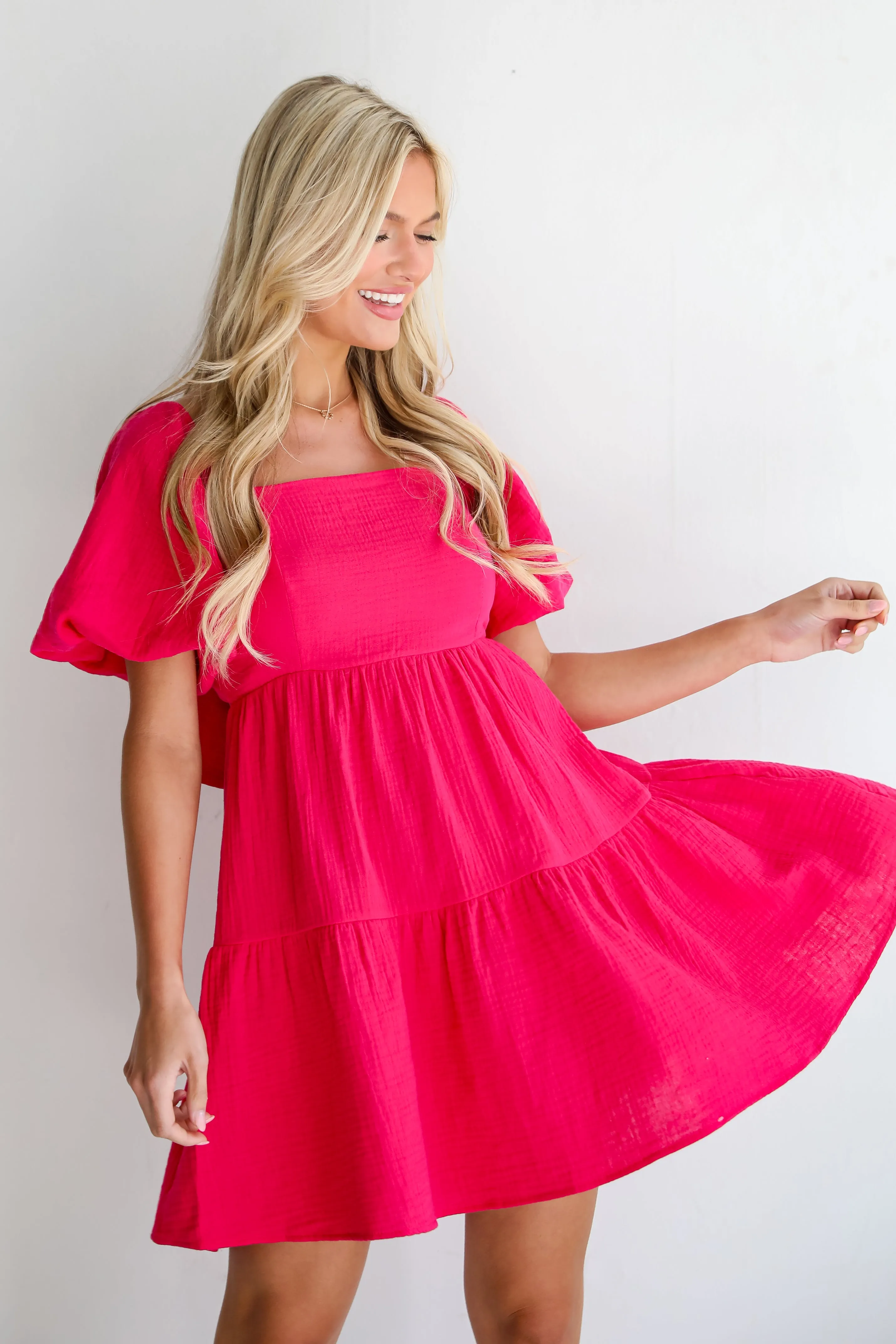 FINAL SALE - Admirable Essence Fuchsia Linen Mini Dress