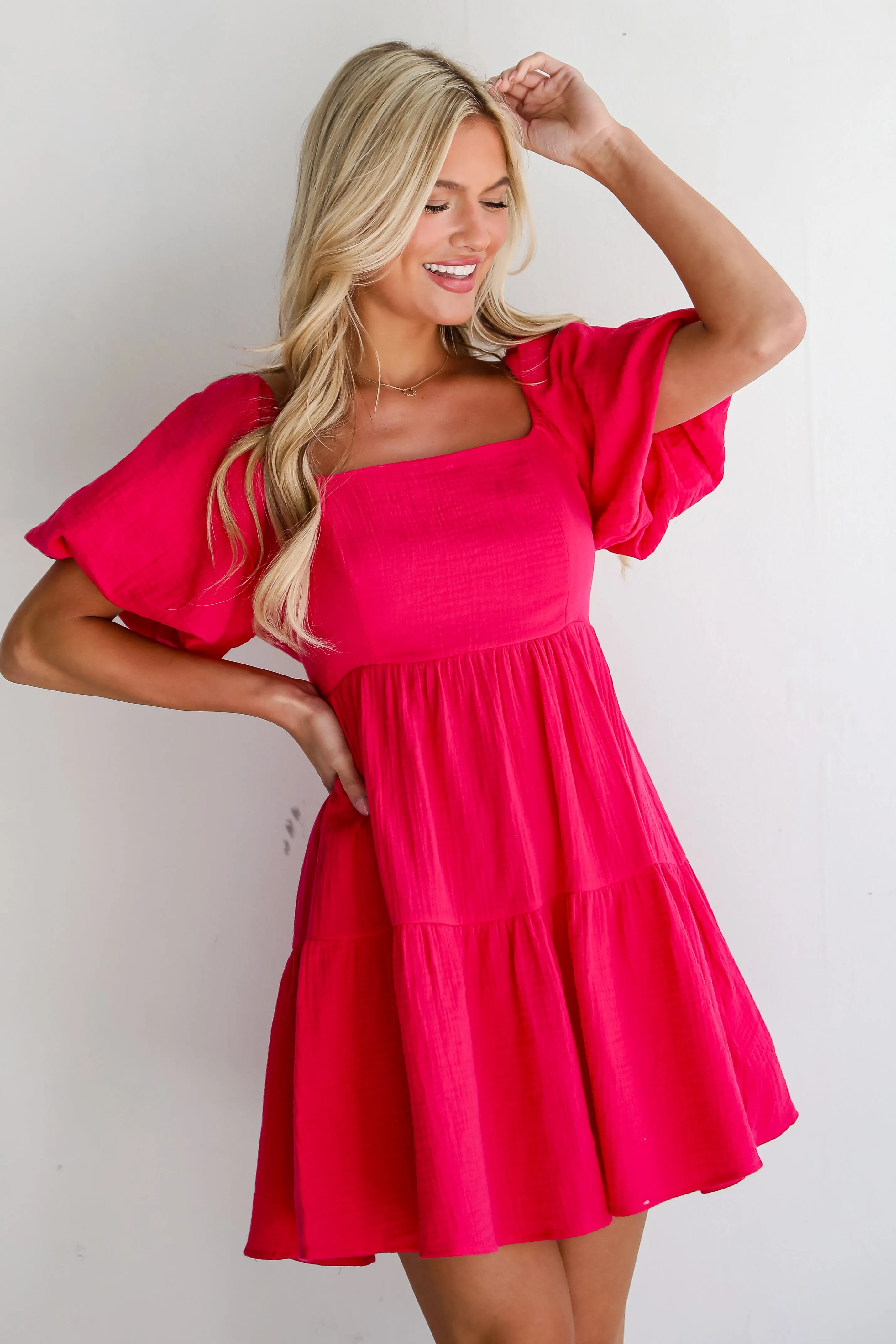 FINAL SALE - Admirable Essence Fuchsia Linen Mini Dress