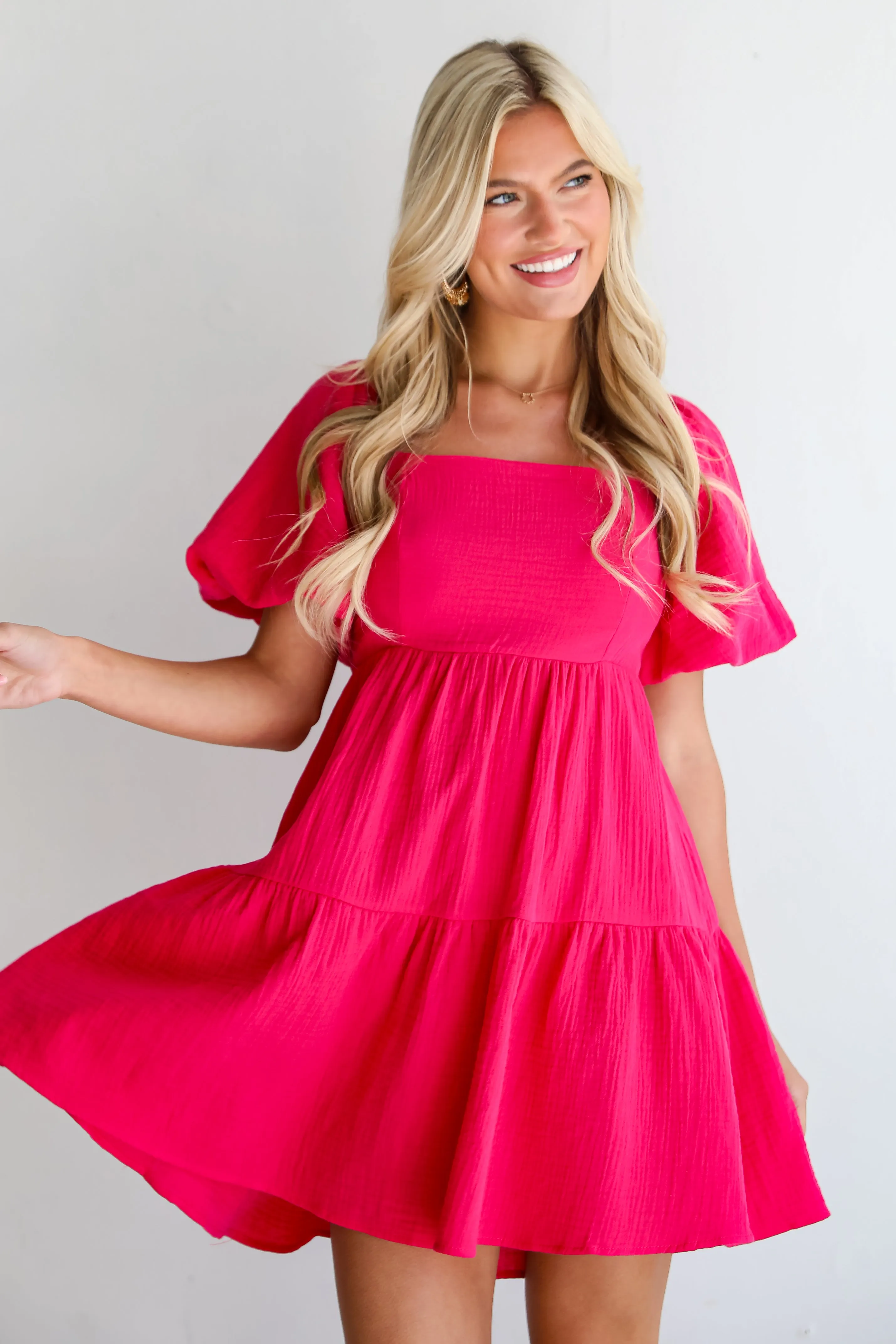 FINAL SALE - Admirable Essence Fuchsia Linen Mini Dress