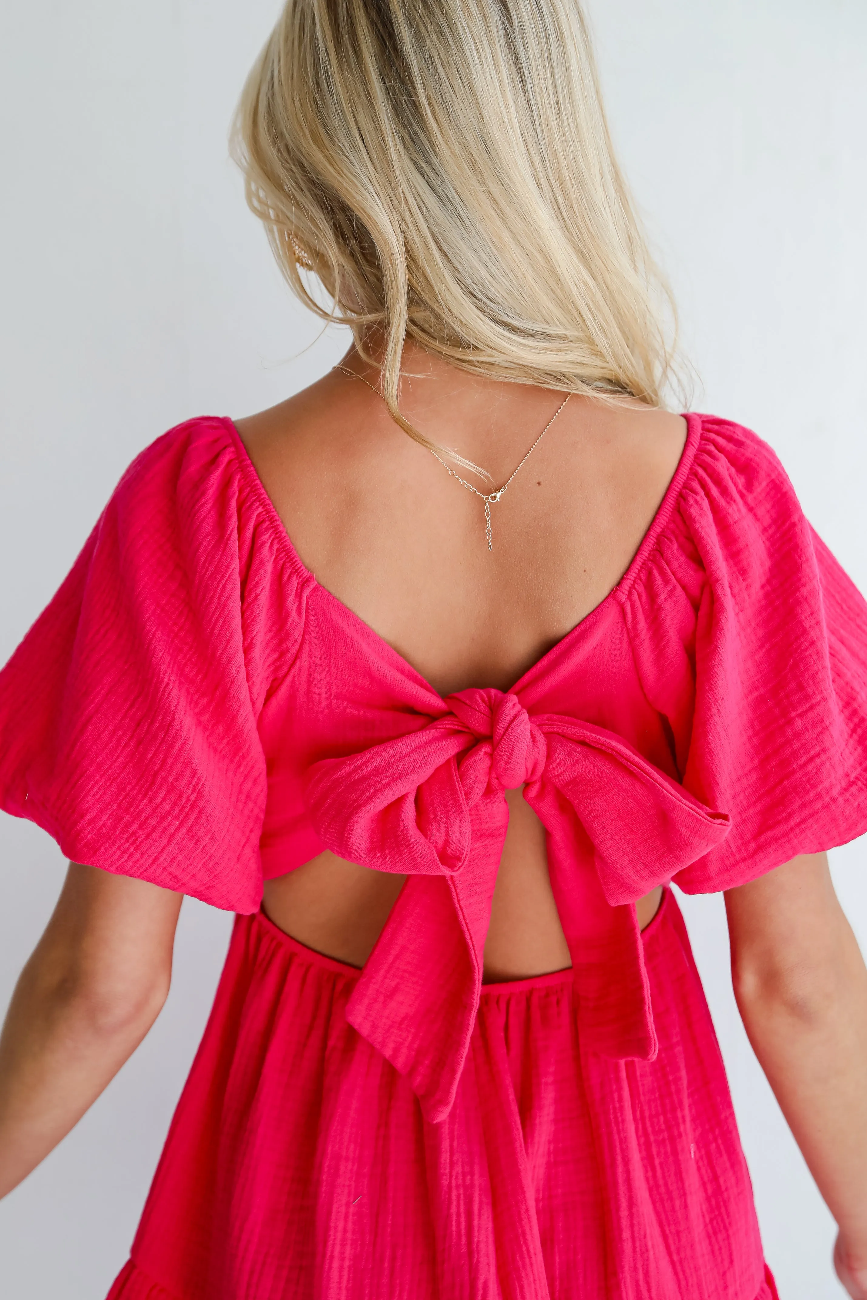 FINAL SALE - Admirable Essence Fuchsia Linen Mini Dress