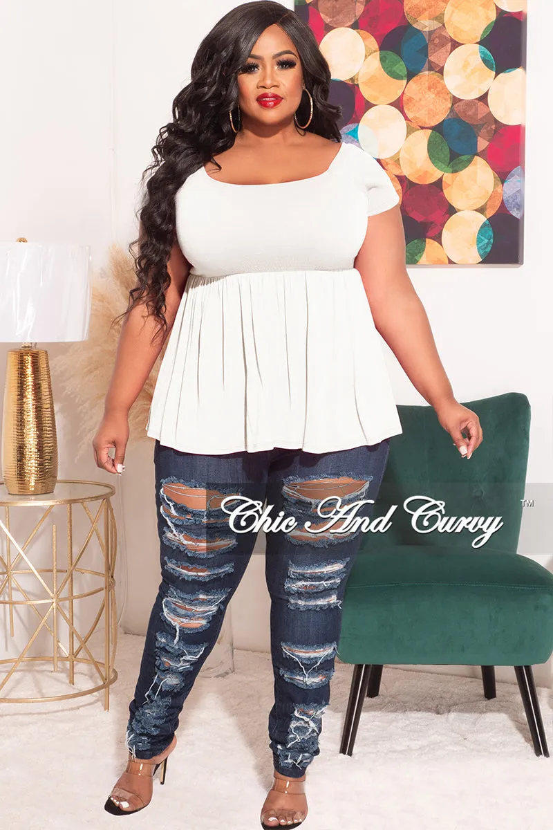 Final Sale Plus Size Smocked BabyDoll Top in White