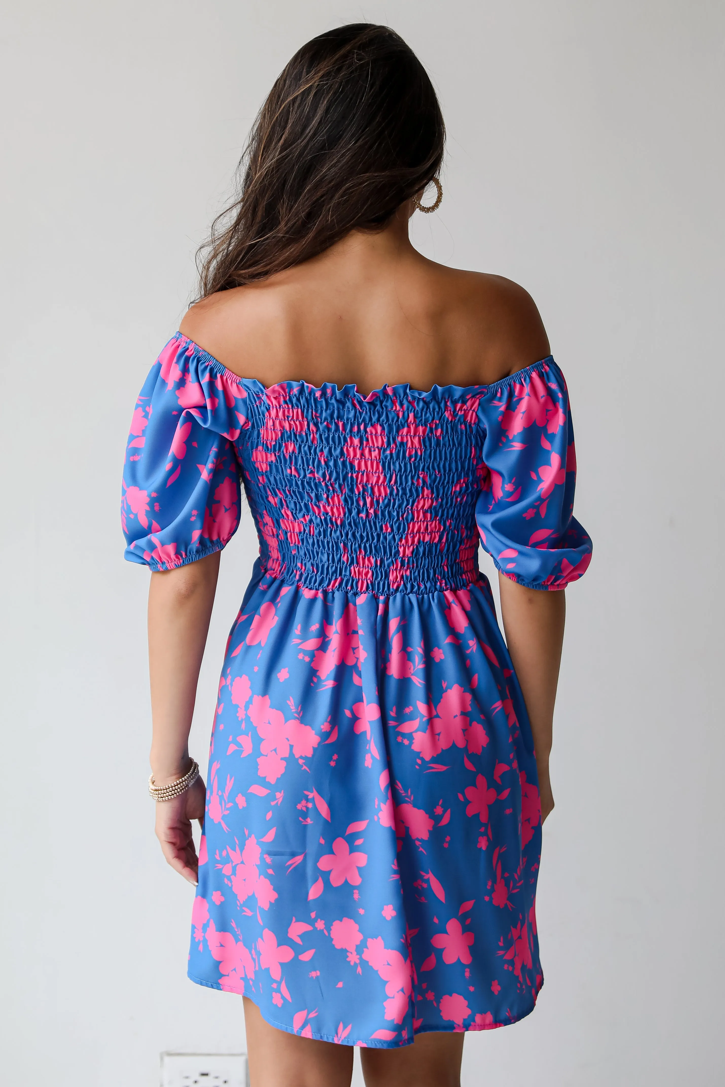 FINAL SALE - Sweetly Vibing Blue Floral Mini Dress