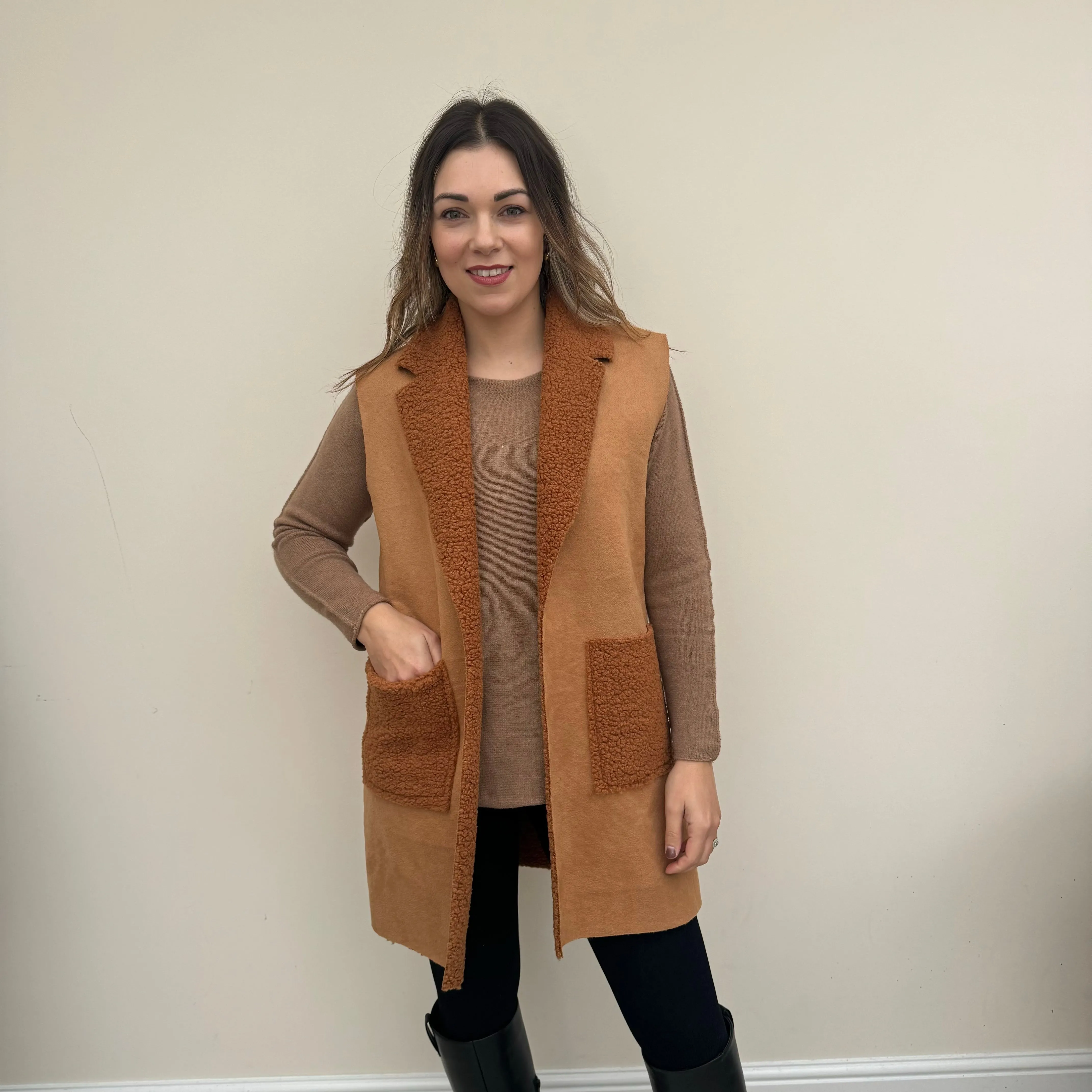 Fleece Faux Suede Gilet