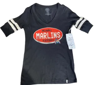 Forty Seven Brand Marlins Women's Flanker Stripe Tee Shirt