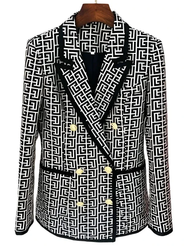 Geometric Jacquard Blazer