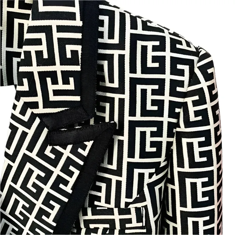 Geometric Jacquard Blazer