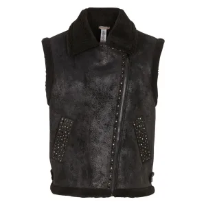 Gilet Donna LIU JO in Eco-Fur Nero con Borchie