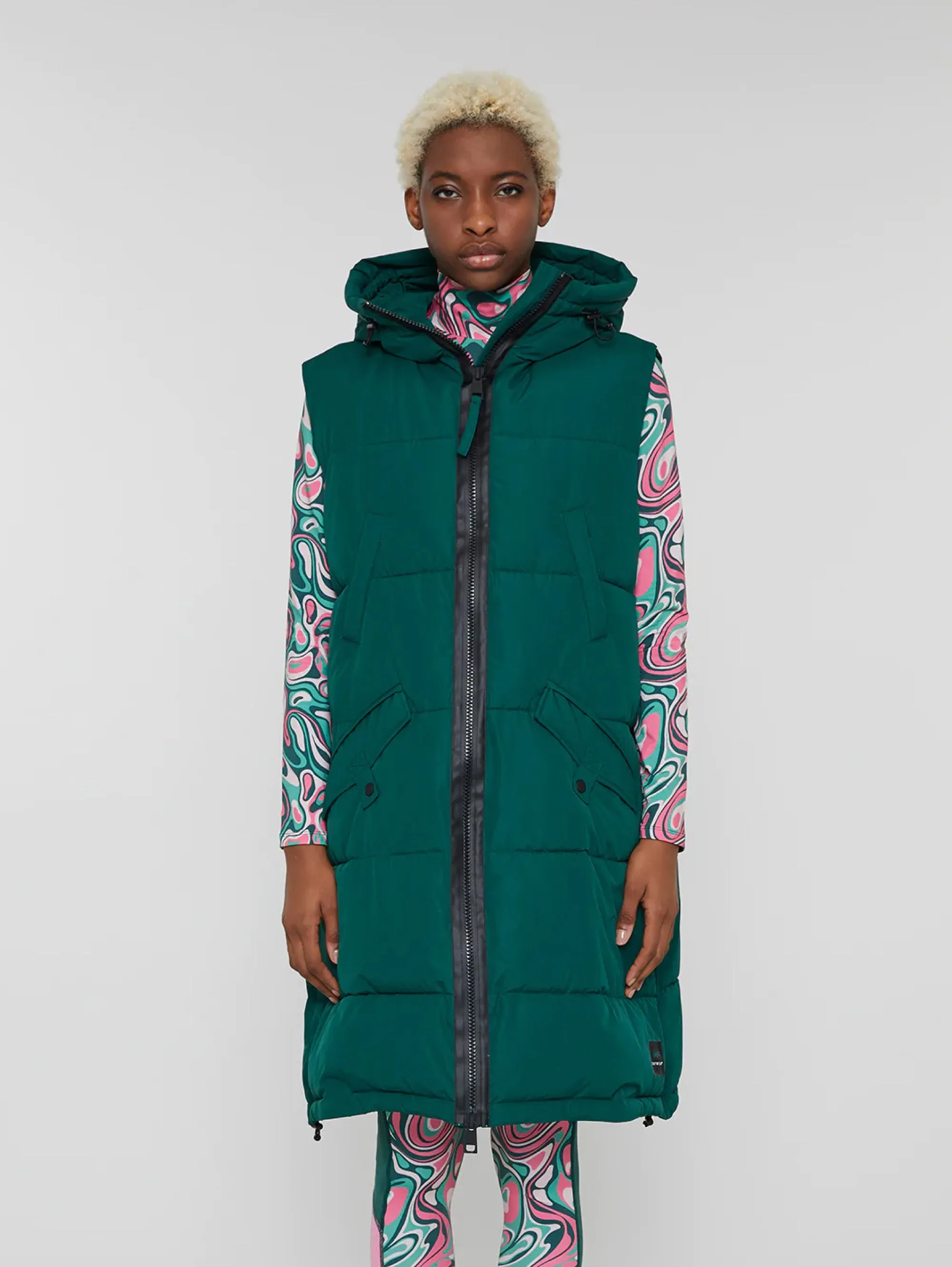 Gilet Lungo Imbottito Pavone